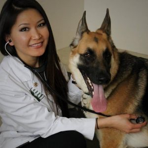 Dr. Zhang with her dog